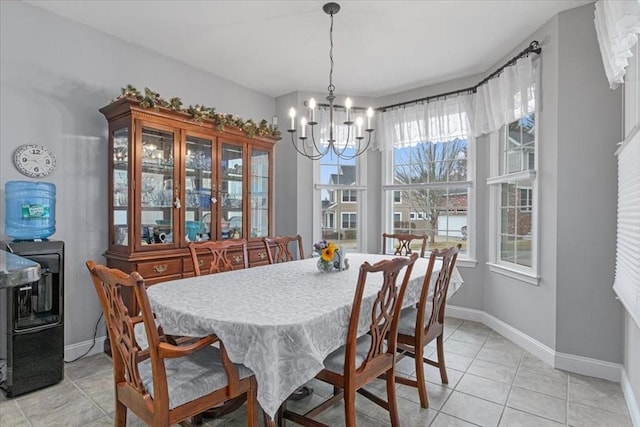 4 Rose Court Way Unit 4, Walpole, MA 02032 - dining room with a chandelier, light tile patterned floors, and baseboards
