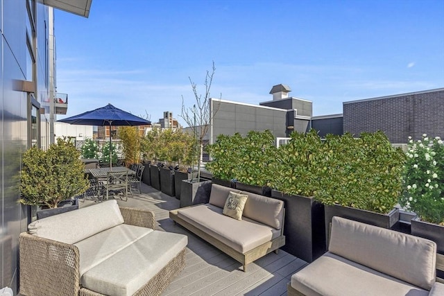 deck featuring an outdoor living space