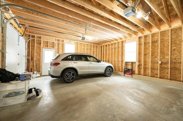 garage with a garage door opener