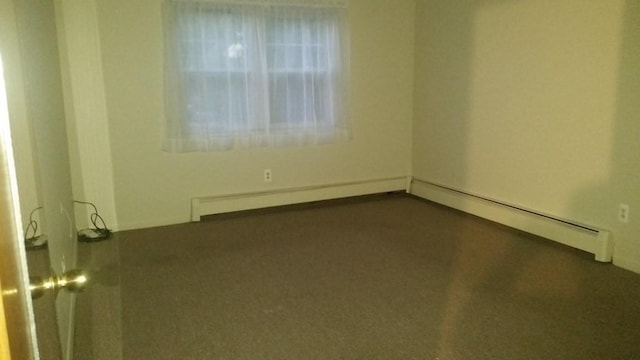 924 Main St Unit 23, Woburn, MA 01801 - spare room with dark carpet, baseboard heating, and a baseboard radiator