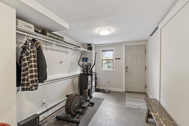 exercise area with baseboards