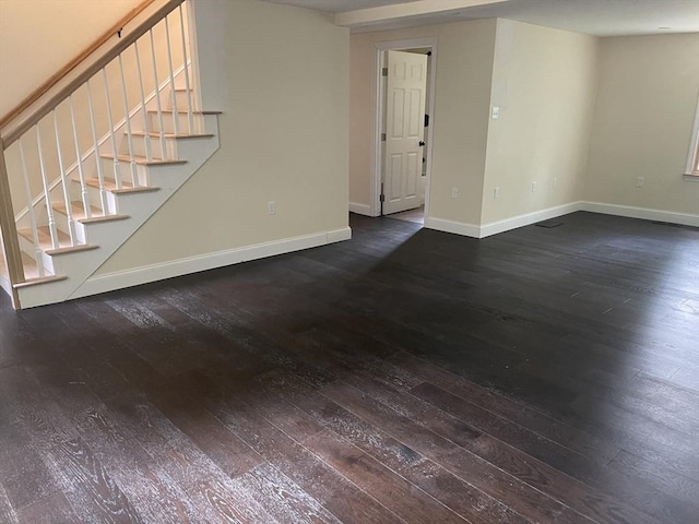11 Pleasant St, Freetown, MA 02702 - unfurnished living room featuring dark wood-style flooring and stairway