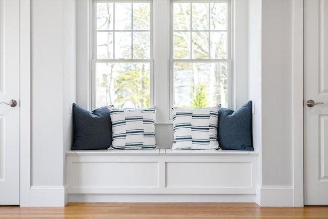 sitting room with light wood-type flooring