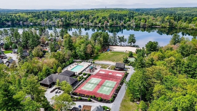3 Chipmunk Trl Unit 3, Westford, MA 01886 - bird's eye view of a heavily wooded area, a pool, and a large body of water