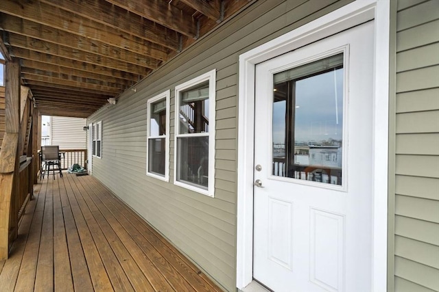 deck featuring a porch