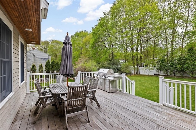 5 Liberty Rd, Hingham, MA 02043 - wooden terrace with outdoor dining space, area for grilling, and a fenced backyard
