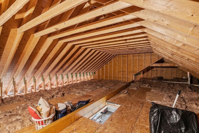 view of unfinished attic