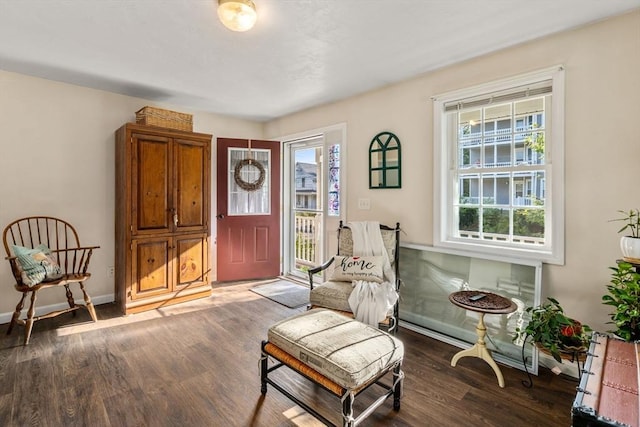 sitting room featuring baseboards and wood finished floors