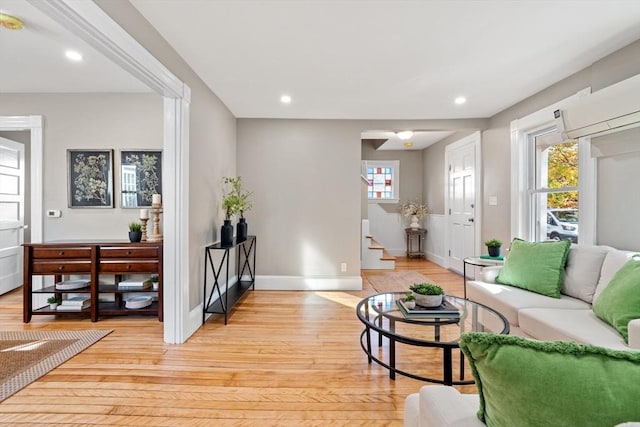 living room featuring light hardwood / wood-style flooring