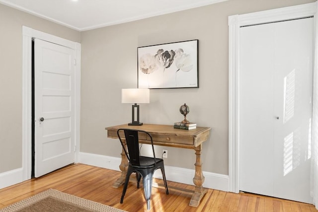 office area featuring hardwood / wood-style flooring