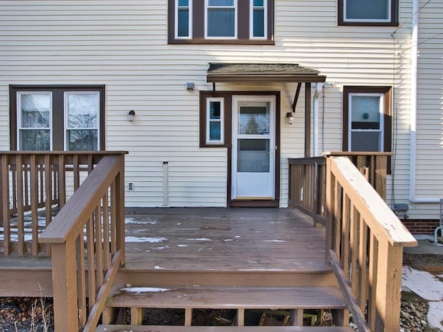 doorway to property featuring a deck