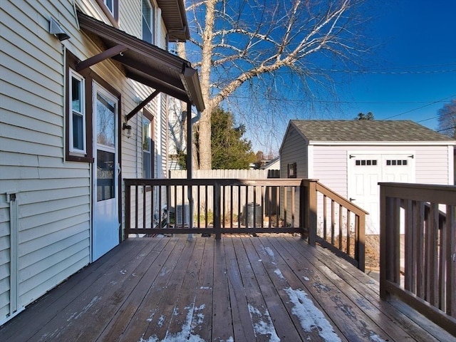 deck featuring a storage unit