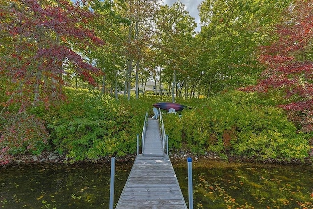 view of dock featuring a water view