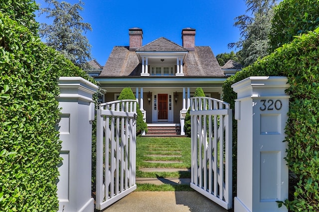 view of front of property with covered porch