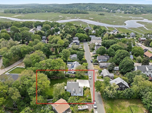 11 Brunswick St, Marshfield, MA 02050 - aerial perspective of suburban area with property parcel outlined