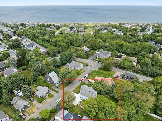 11 Brunswick St, Marshfield, MA 02050 - aerial view of residential area featuring property parcel outlined and a nearby body of water