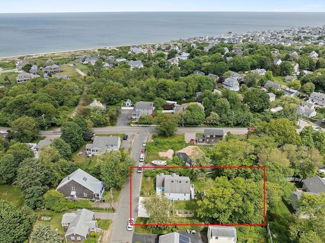 11 Brunswick St, Marshfield, MA 02050 - aerial view of residential area featuring property parcel outlined and a nearby body of water