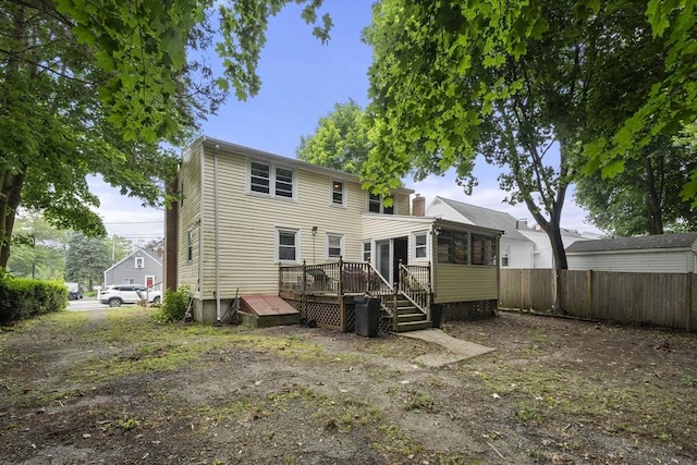 5 Cranmore, Boston, MA 02136 - back of house featuring a sunroom and a deck