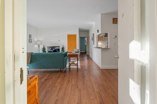 living room with wood-type flooring