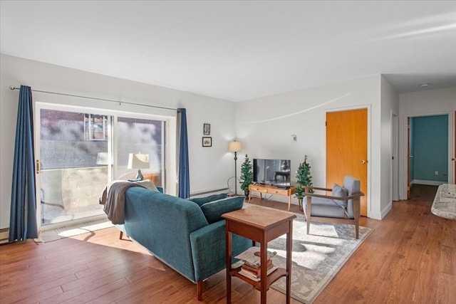 living room featuring light hardwood / wood-style flooring