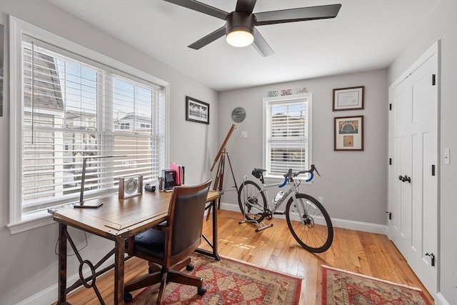 57 Railroad Ave Unit C1, Salisbury, MA 01952 - office area featuring ceiling fan and light wood finished floors