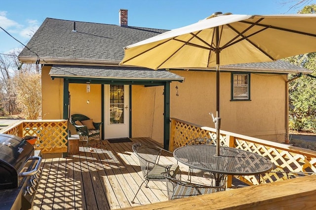 deck featuring grilling area