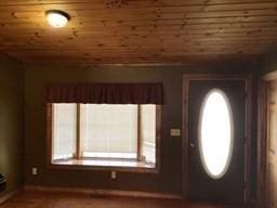 foyer with wooden ceiling