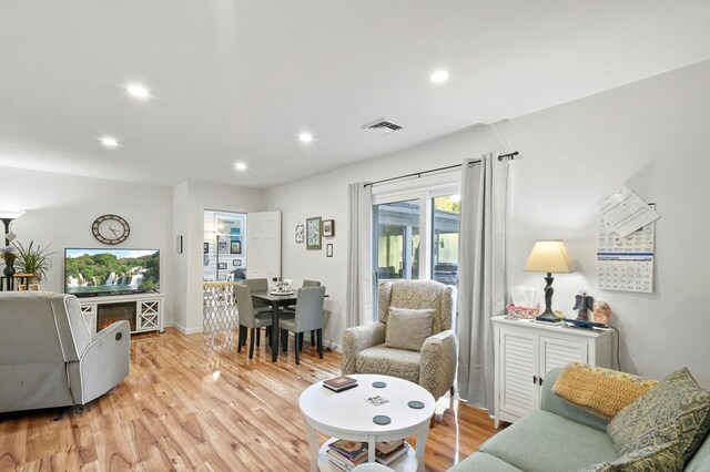 living room featuring light hardwood / wood-style flooring