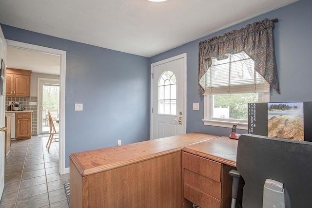 374 Forest St, Raynham, MA 02767 - office area with light tile patterned flooring and baseboards