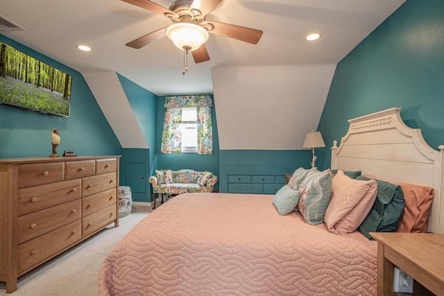 374 Forest St, Raynham, MA 02767 - bedroom with light carpet, a ceiling fan, and recessed lighting