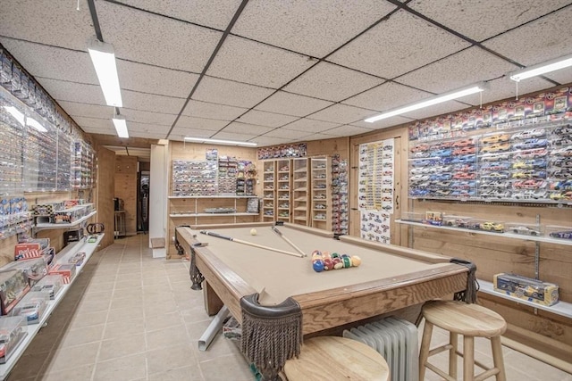 374 Forest St, Raynham, MA 02767 - recreation room featuring a drop ceiling, tile patterned flooring, and billiards table