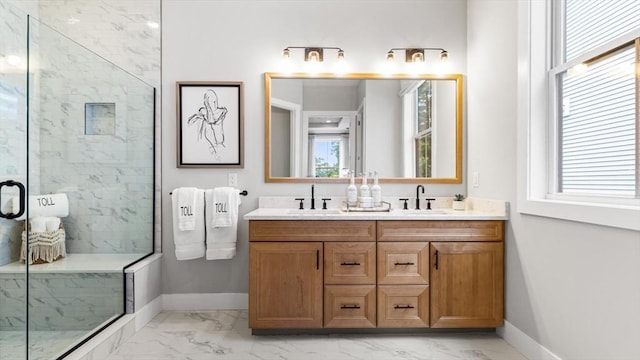 24 Owls Nest Unit 11, Plymouth, MA 02360 - full bath featuring baseboards, marble finish floor, and a sink