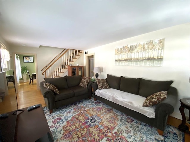 living room with wood-type flooring