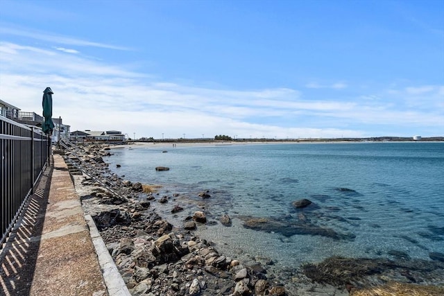 water view featuring fence