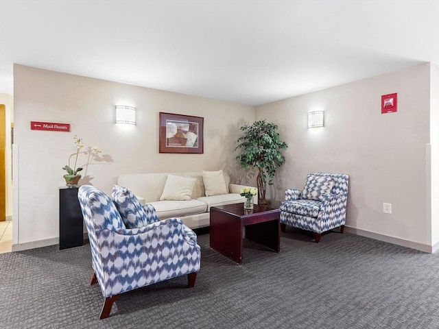 living room with carpet floors