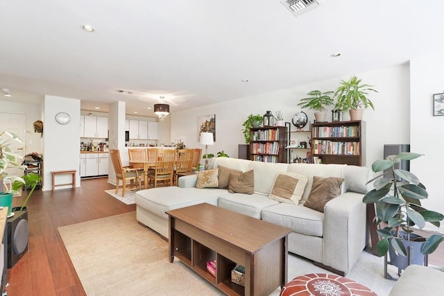 living room featuring light hardwood / wood-style flooring