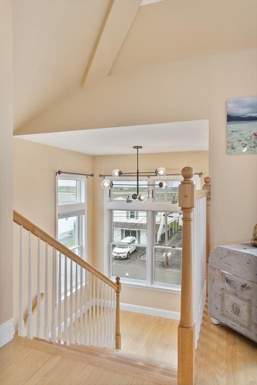 13 11th St W, Salisbury, MA 01952 - staircase with wood finished floors and lofted ceiling