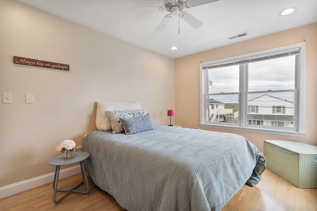 13 11th St W, Salisbury, MA 01952 - bedroom featuring light wood-style flooring, baseboards, recessed lighting, and ceiling fan