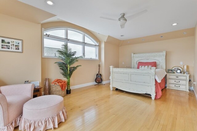 13 11th St W, Salisbury, MA 01952 - bedroom featuring light wood-style floors, recessed lighting, baseboards, and ceiling fan