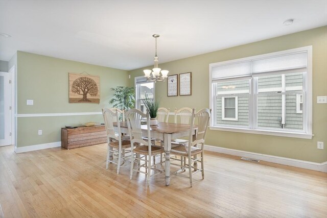 13 11th St W, Salisbury, MA 01952 - dining space featuring wood finished floors, a chandelier, and baseboards