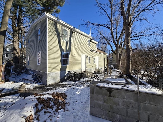 view of snow covered exterior