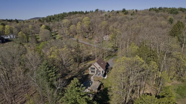 drone / aerial view with a forest view