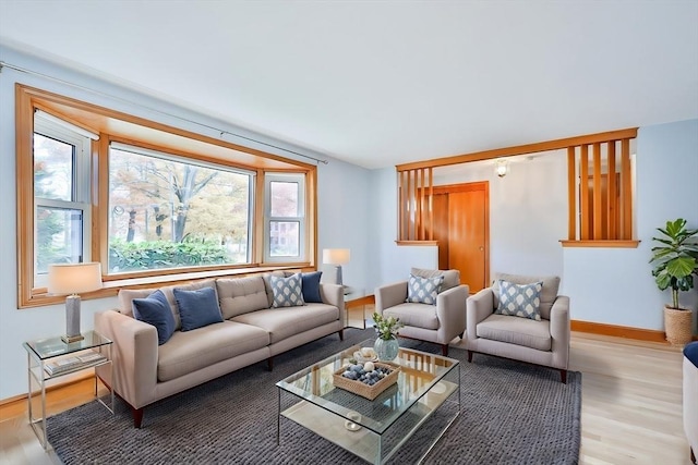 living room featuring light hardwood / wood-style flooring