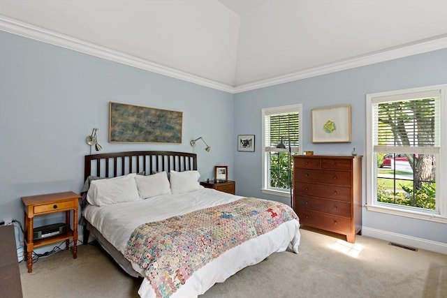 15 Berrywood Ct Unit 15, Bourne, MA 02532 - bedroom featuring visible vents, crown molding, and light carpet