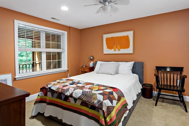 15 Berrywood Ct Unit 15, Bourne, MA 02532 - bedroom featuring baseboards, light carpet, recessed lighting, and visible vents
