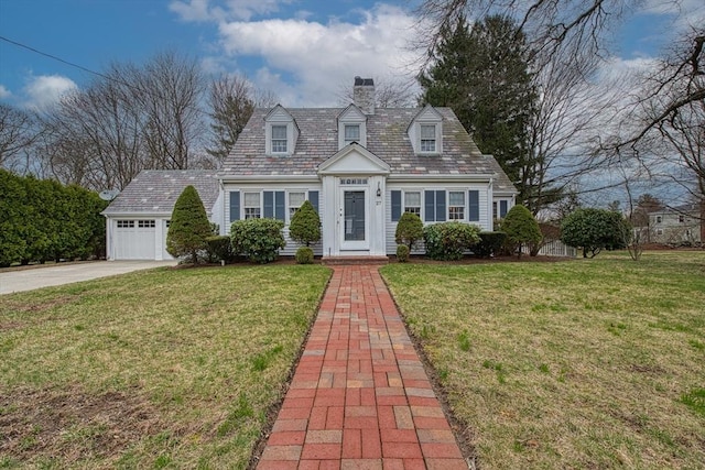 27 Carrlyn Rd, Brockton, MA 02301 - new england style home with a front yard, a high end roof, concrete driveway, and a chimney