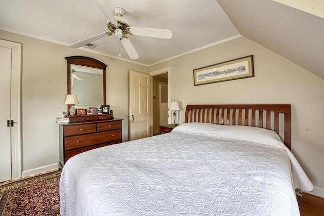 27 Carrlyn Rd, Brockton, MA 02301 - bedroom with visible vents, baseboards, a ceiling fan, and lofted ceiling