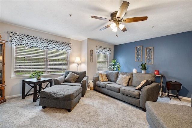 63 Shrine Ave Unit 1, West Boylston, MA 01583 - living area featuring carpet, ceiling fan, and baseboards