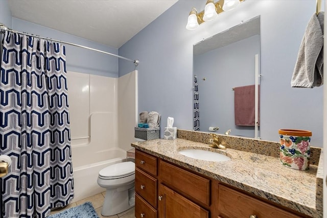 63 Shrine Ave Unit 1, West Boylston, MA 01583 - bathroom with vanity, tile patterned floors, toilet, and shower / bathtub combination with curtain