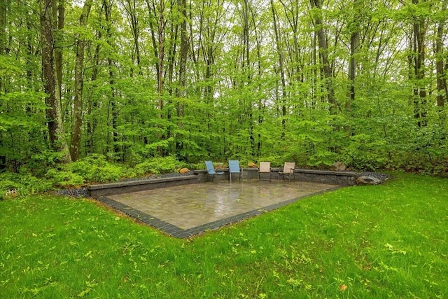 63 Shrine Ave Unit 1, West Boylston, MA 01583 - view of green lawn featuring a patio area and a forest view